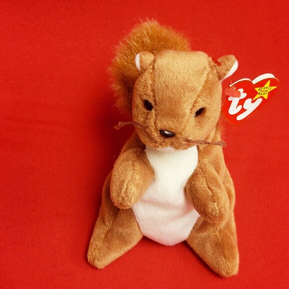 Ty Beanie Babies Nuts The Squirrel 1996 Animal Plush Stuff Toy - Picture 3 of 13